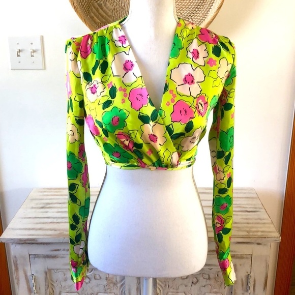 Zara | Floral Cropped Wrap Top, Size S - Picture 2 of 7